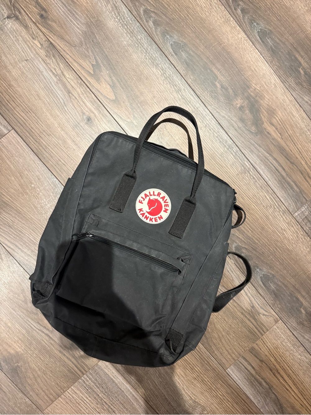 Fjallraven Kanken Classic Black Backpack with Red Logo